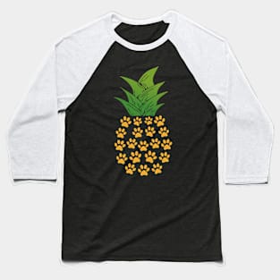 Cat Paws Print Pineapple Baseball T-Shirt